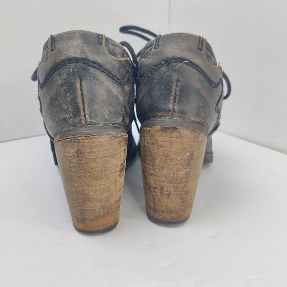 Feud britannia 'Learner' Lace Up Leather Ankle Booties w/ Stacked Heels Sz 6 - Picture 7 of 16